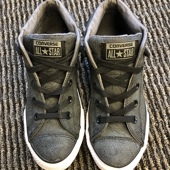 Gray Converse high tops boys size 3 - Picture 3 of 8